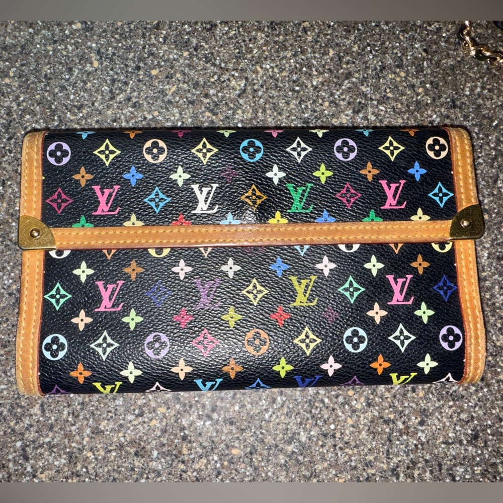 Louis Vuitton Black Multicolor Monogram Clutch COA included